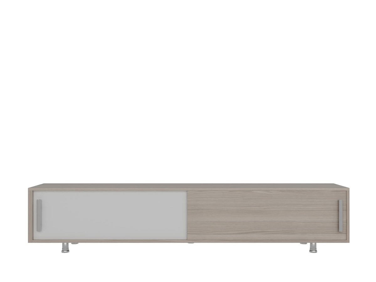 White TV Stand and Media Console with Two Large Cabinets J159803