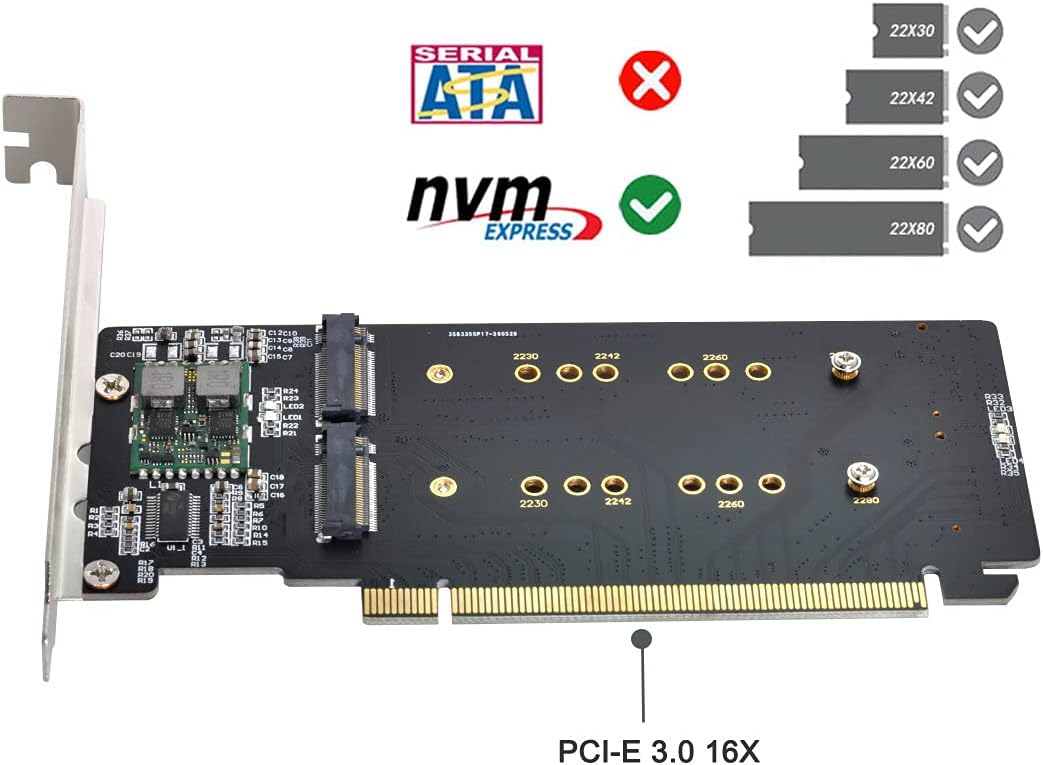 Dual NVME M.2 AHCI to PCIE Express 3.0 Gen3 Raid Card V26350