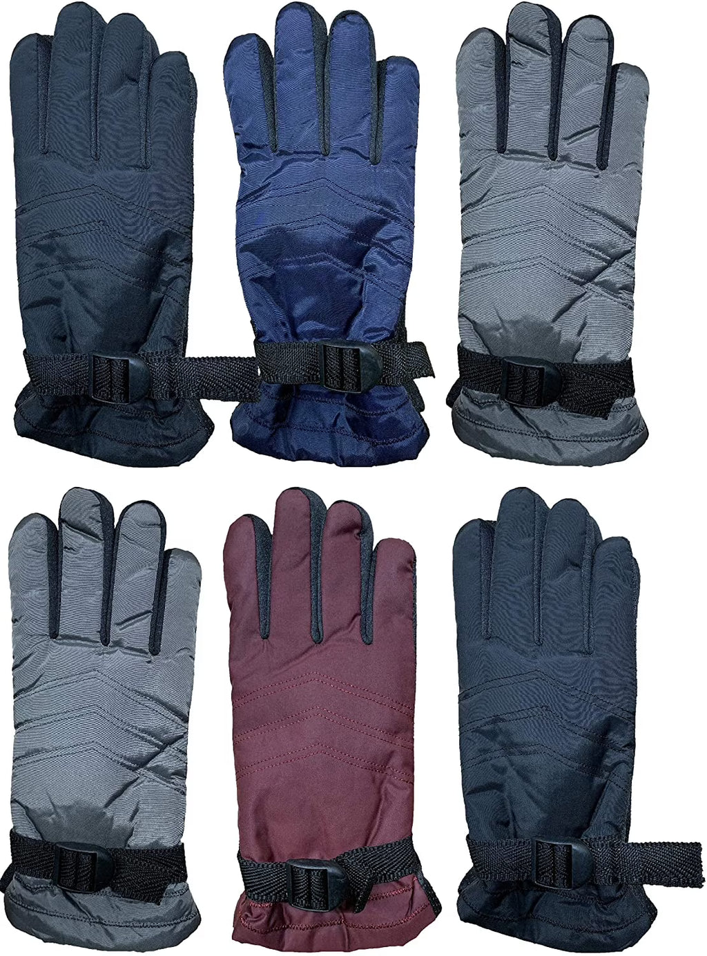 Winter Ski Gloves Fleece Lined Adjustable Strap Water Resistant D608