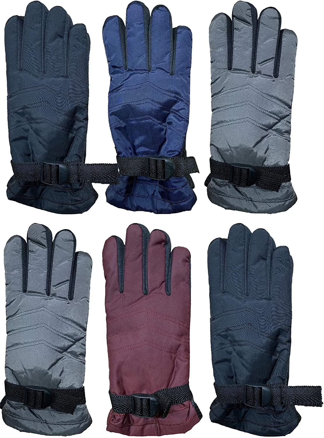 Winter Ski Gloves Fleece Lined Adjustable Strap Water Resistant D608