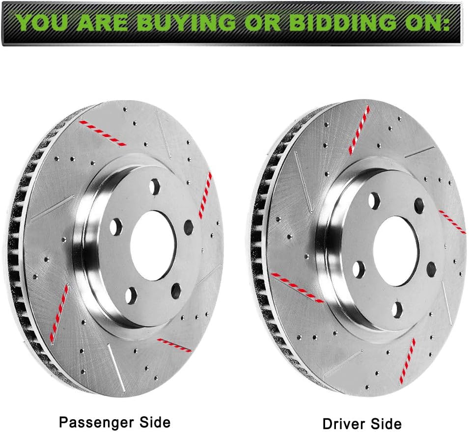Drilled & Slotted Rear Brake Rotors 2pcs T279