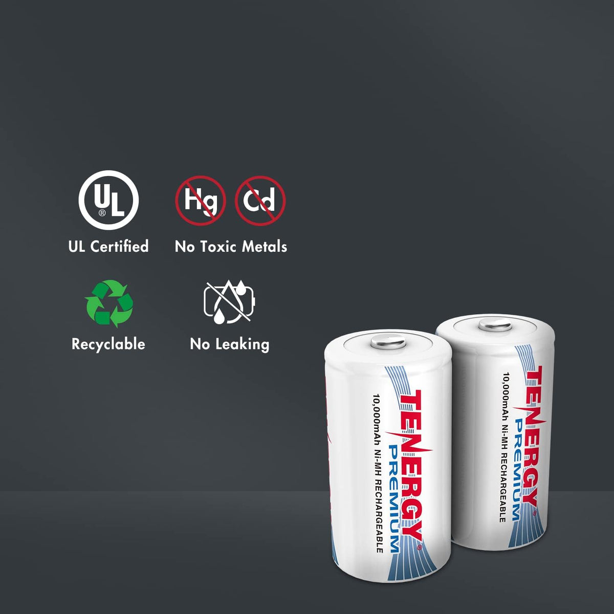 48 Pack D Size 10,000mAh NiMH Rechargeable Battery D3388