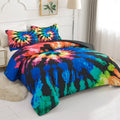 Tie Dye Reversible Comforter Set, Full/Queen Size, 3 Pieces, Blue Black Purple R105