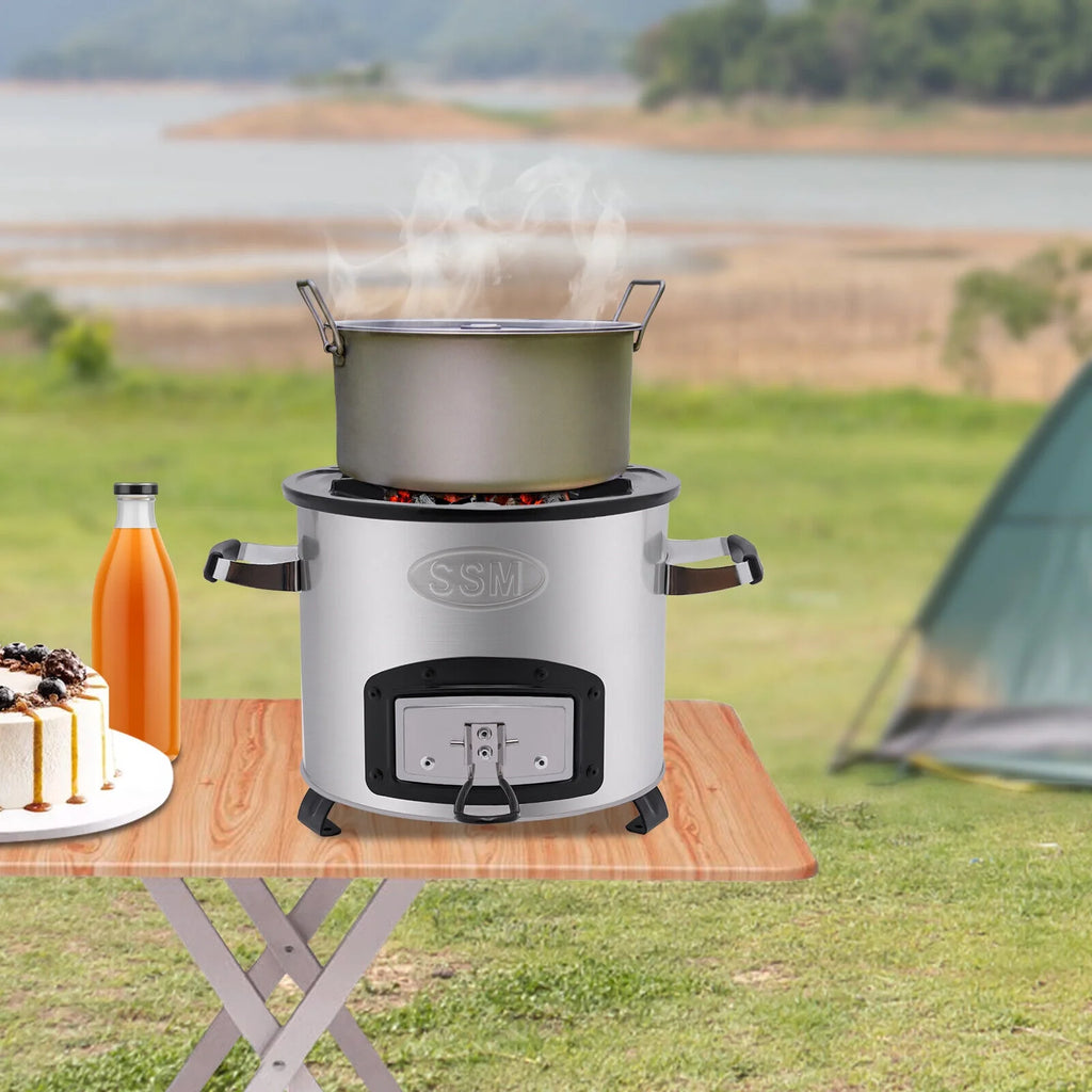 Portable Wood Burning Rocket Stove with Adjustable Firepower Stainless Steel I623235