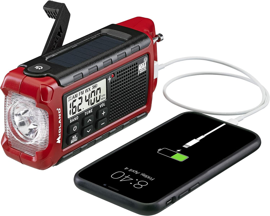 Red/Black Emergency Crank AM/FM Radio with Flashlight Q88204