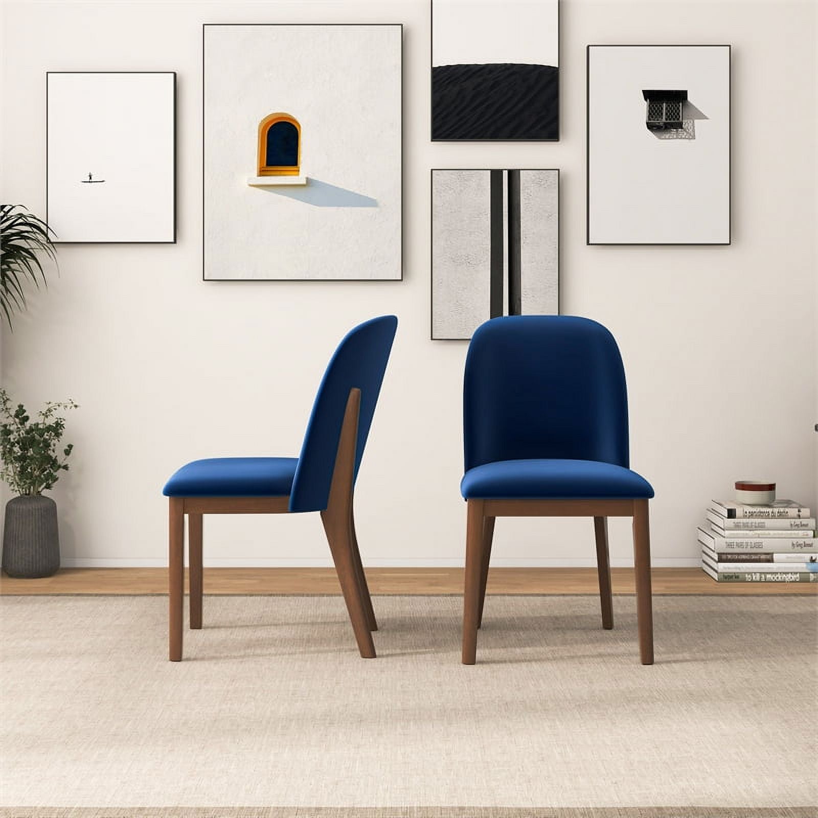 Velvet Dining Chair in Navy Blue (Set of 2) P217