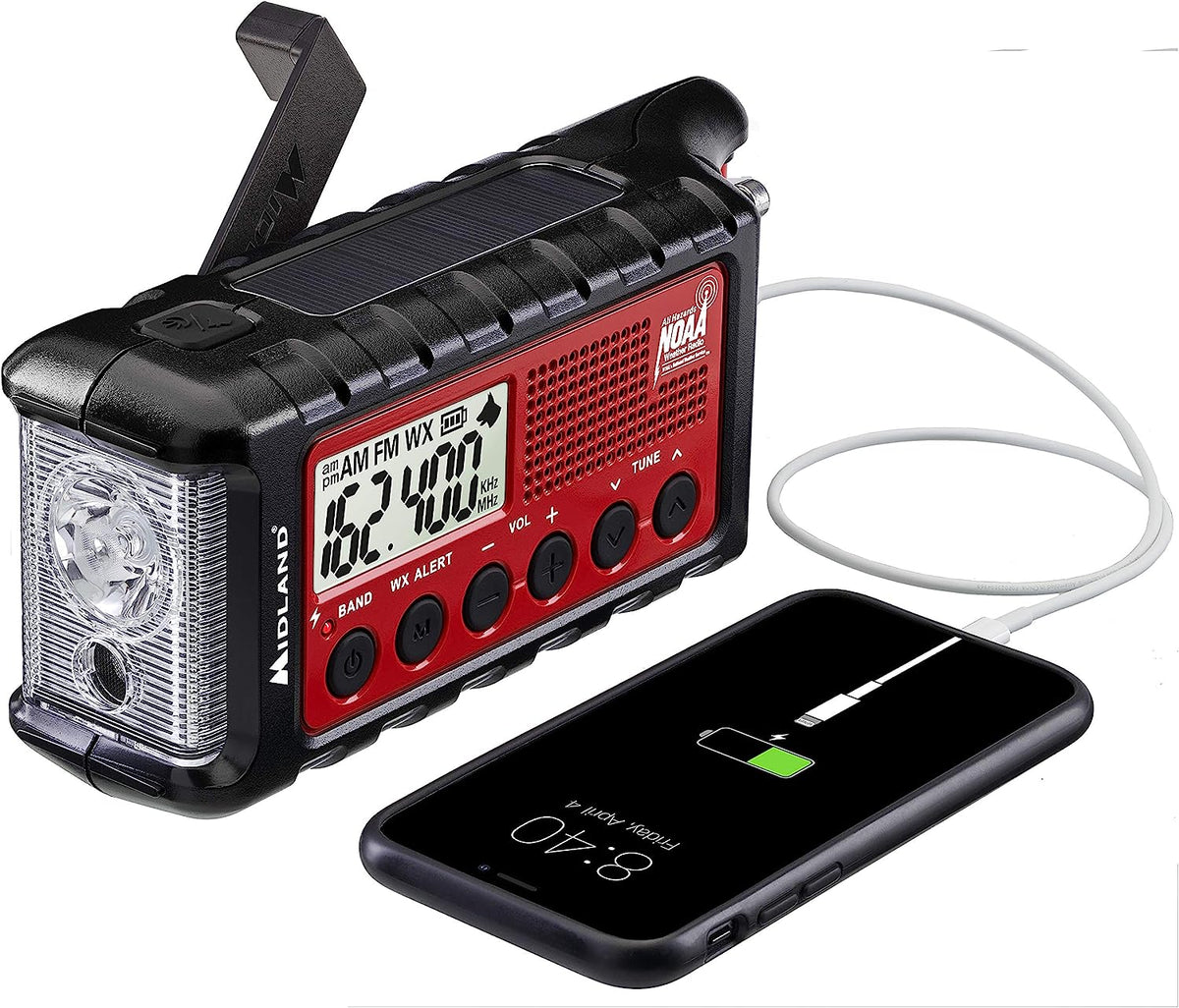 Red/Black Emergency Crank AM/FM Radio with Flashlight Q88204