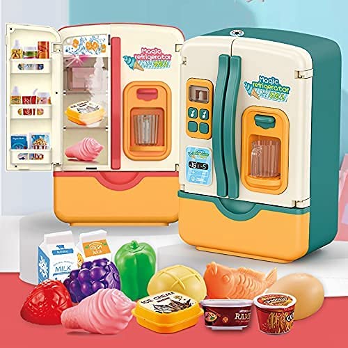 Toys Fridge Refrigerator with Ice Dispenser Pretend Play Kitchen Set U507