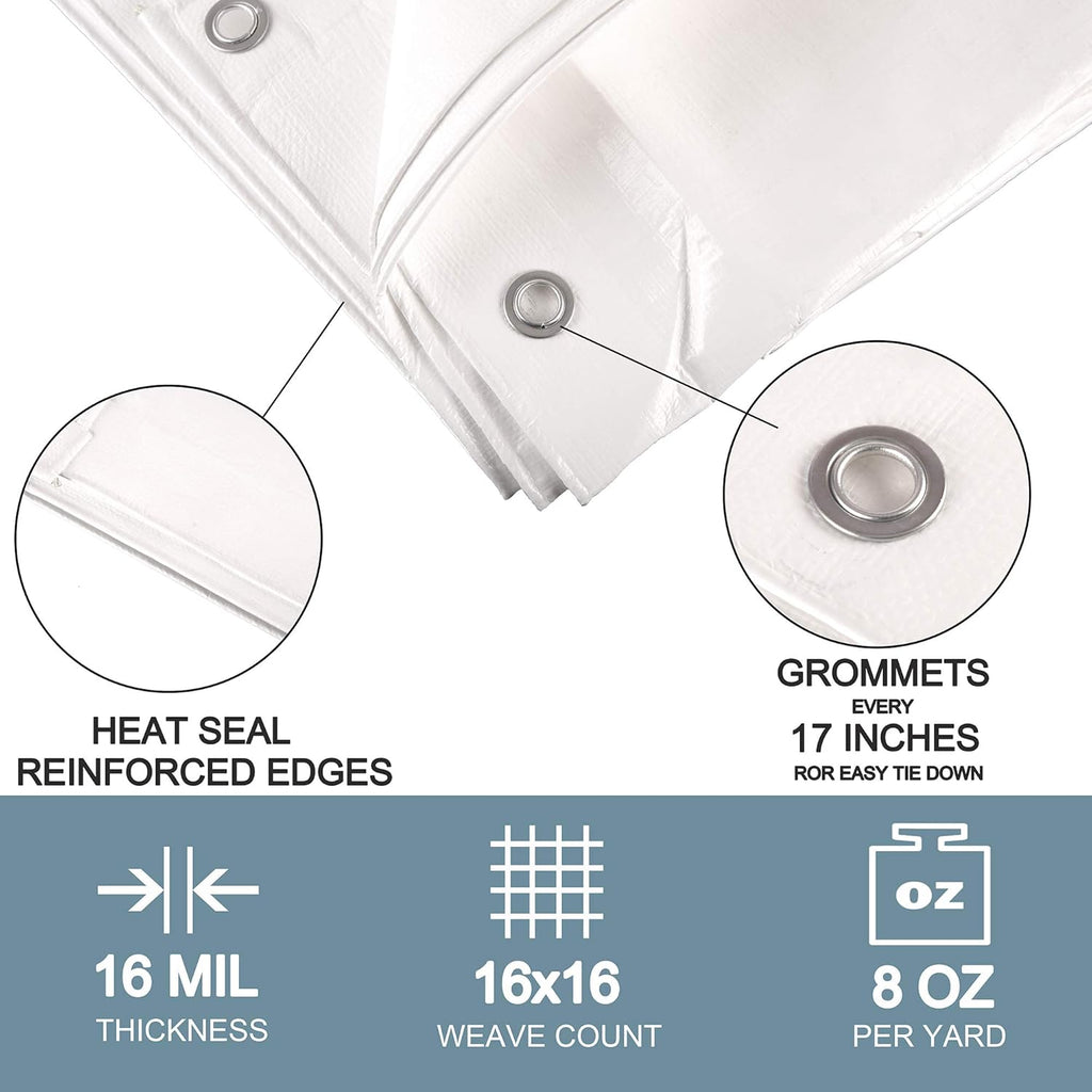 Heavy Duty Waterproof Tarp 11x20 Ft with Grommets Pack of 2 A268828
