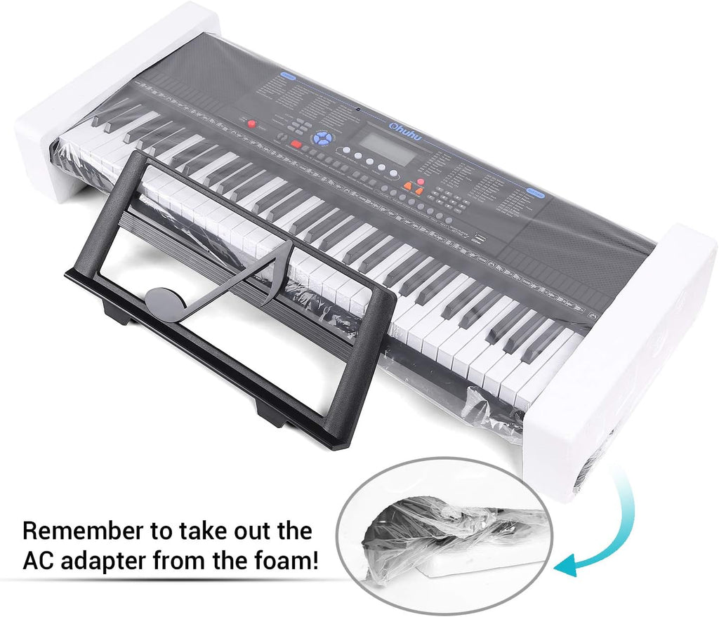 61 Keys Electric Keyboard Piano with Headphone Jack, USB Port, Teaching Modes T369