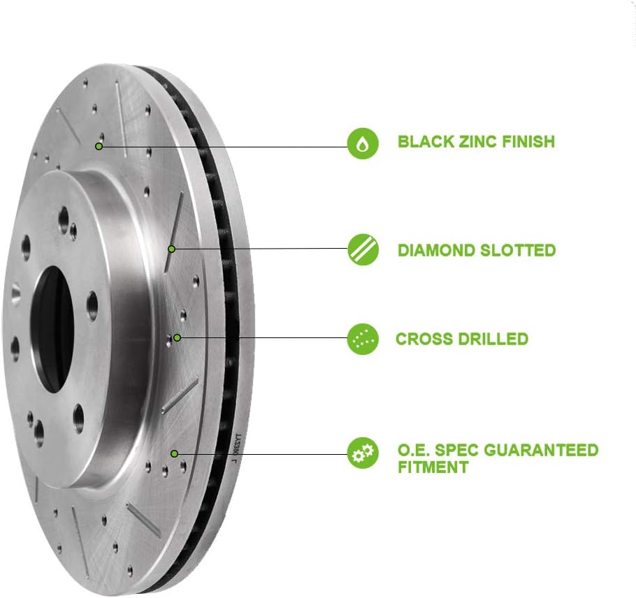 Drilled & Slotted Rear Brake Rotors 2pcs T279