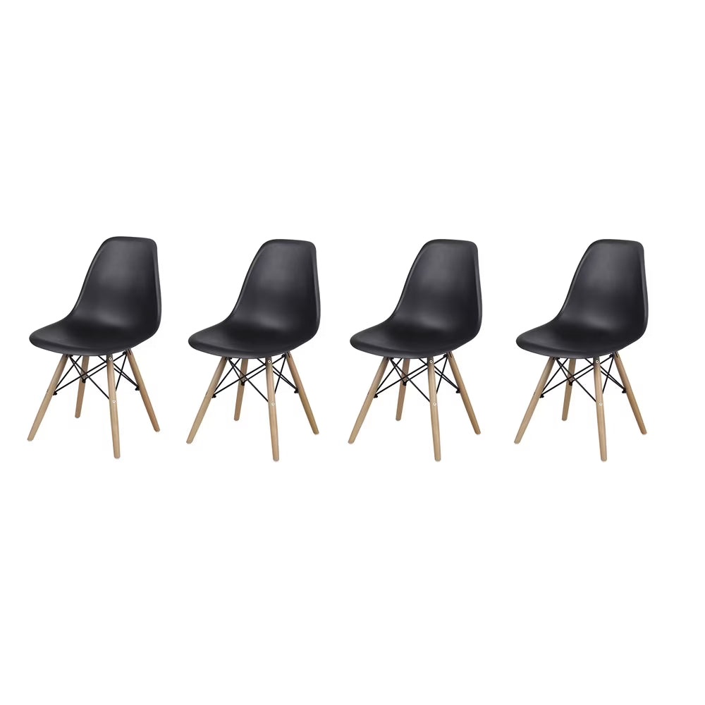 Black Armless Dining Chair Wood Leg, Set of 4 I5636