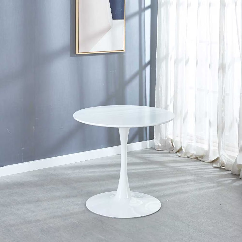 White Tulip Table Mid-century Dining Table with Round Mdf Table Top F888091