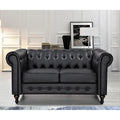 Black Faux Leather Chesterfield Loveseat X2544