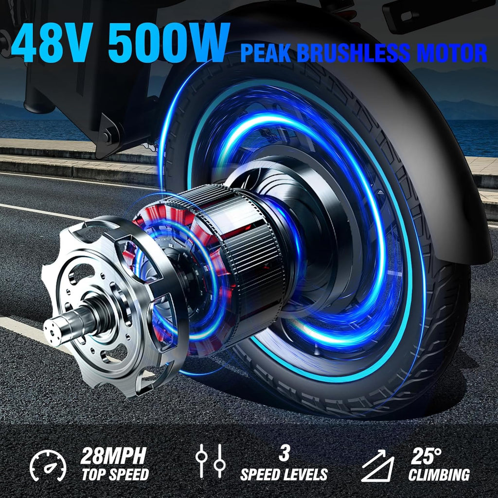 16" Tire Full Suspension Foldable Electric Bike with 500W Motor & 48V 15AH Battery X464468