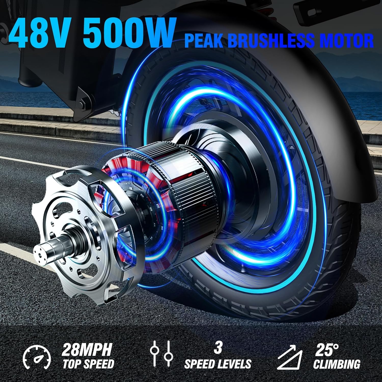 16" Tire Full Suspension Foldable Electric Bike with 500W Motor & 48V 15AH Battery X464468