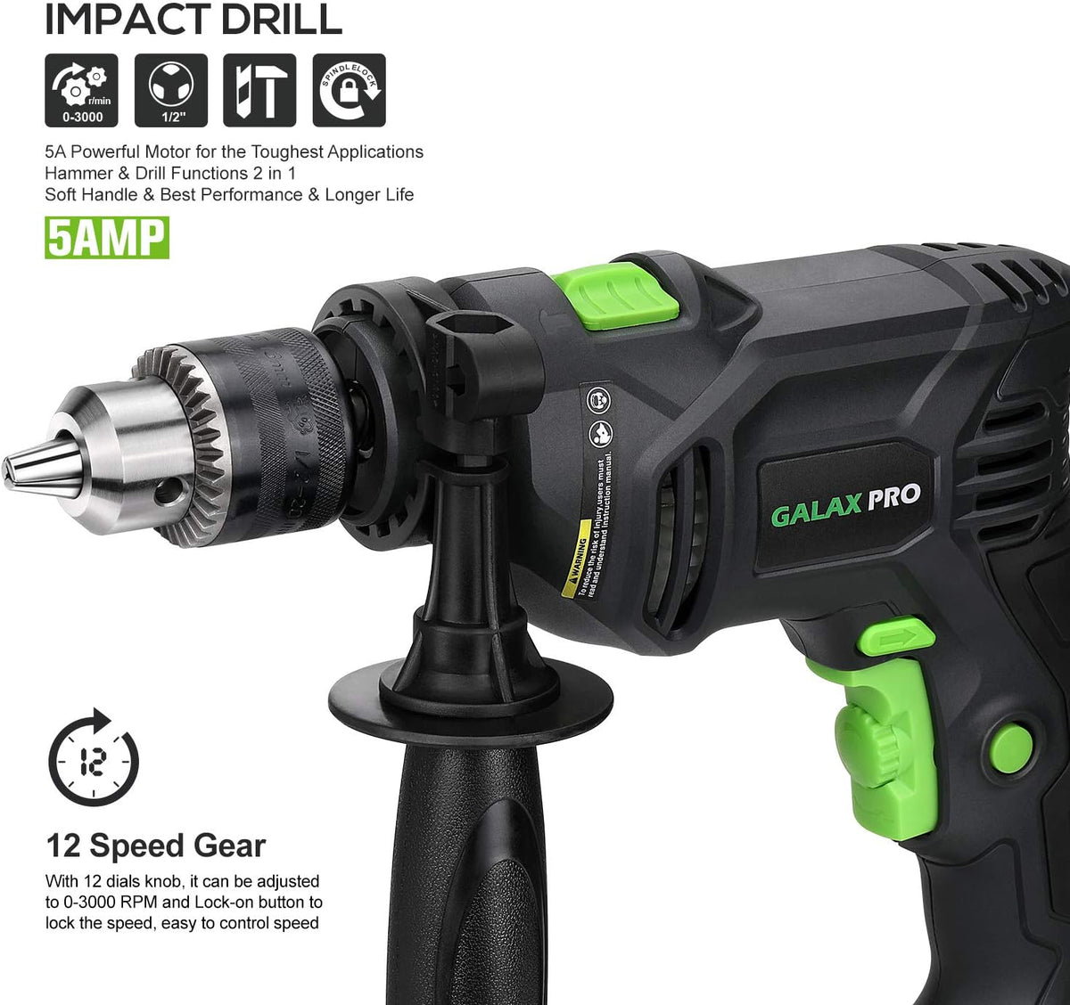 5Amp 1/2-inch Corded Impact Drill with 105pcs Accessories Q3013