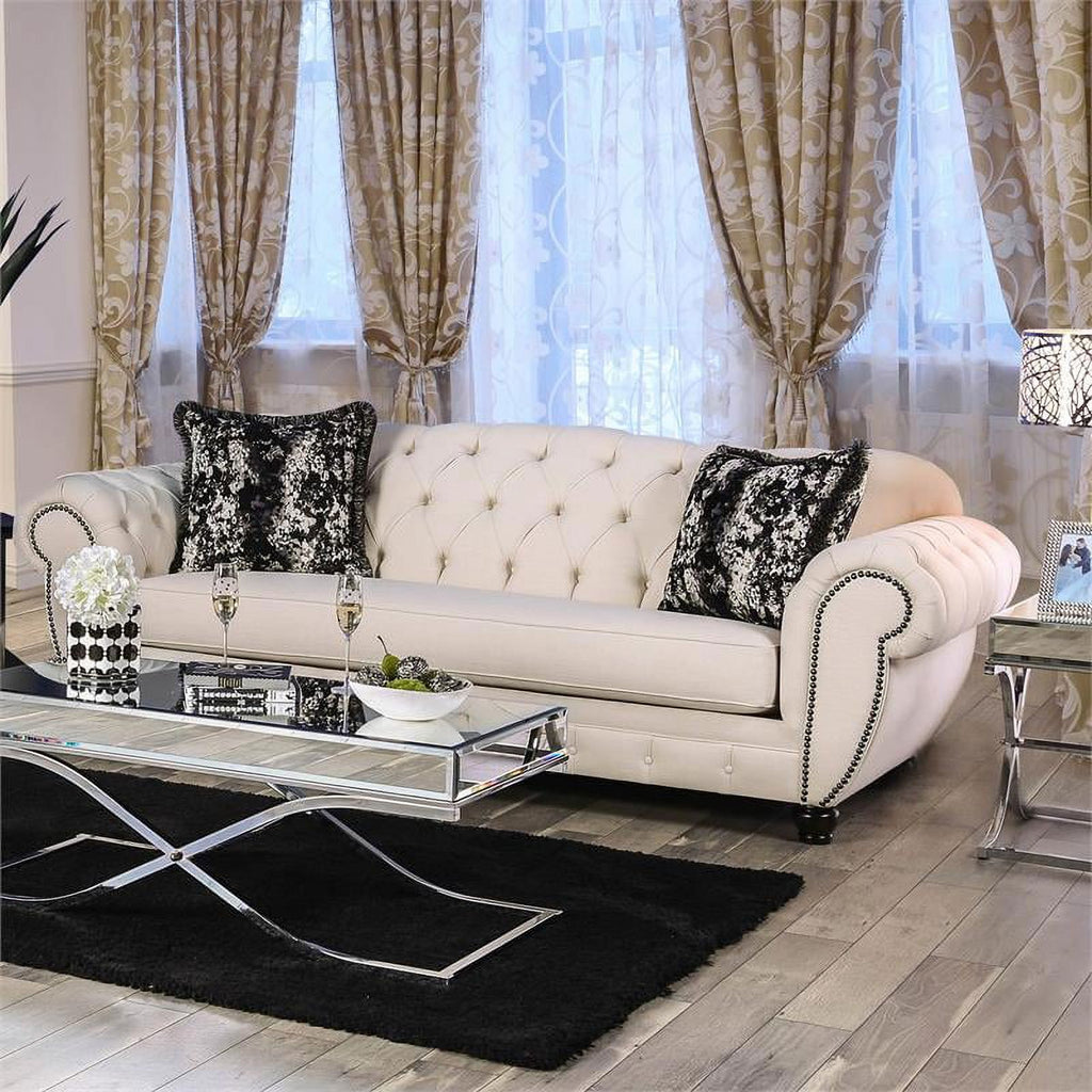 Beige Fabric 2-Piece Sofa Set A1096