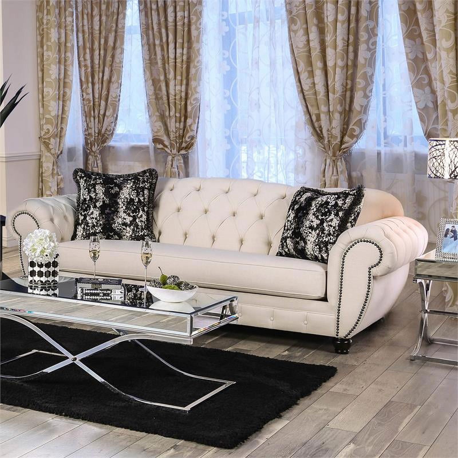 Beige Fabric 2-Piece Sofa Set A1096