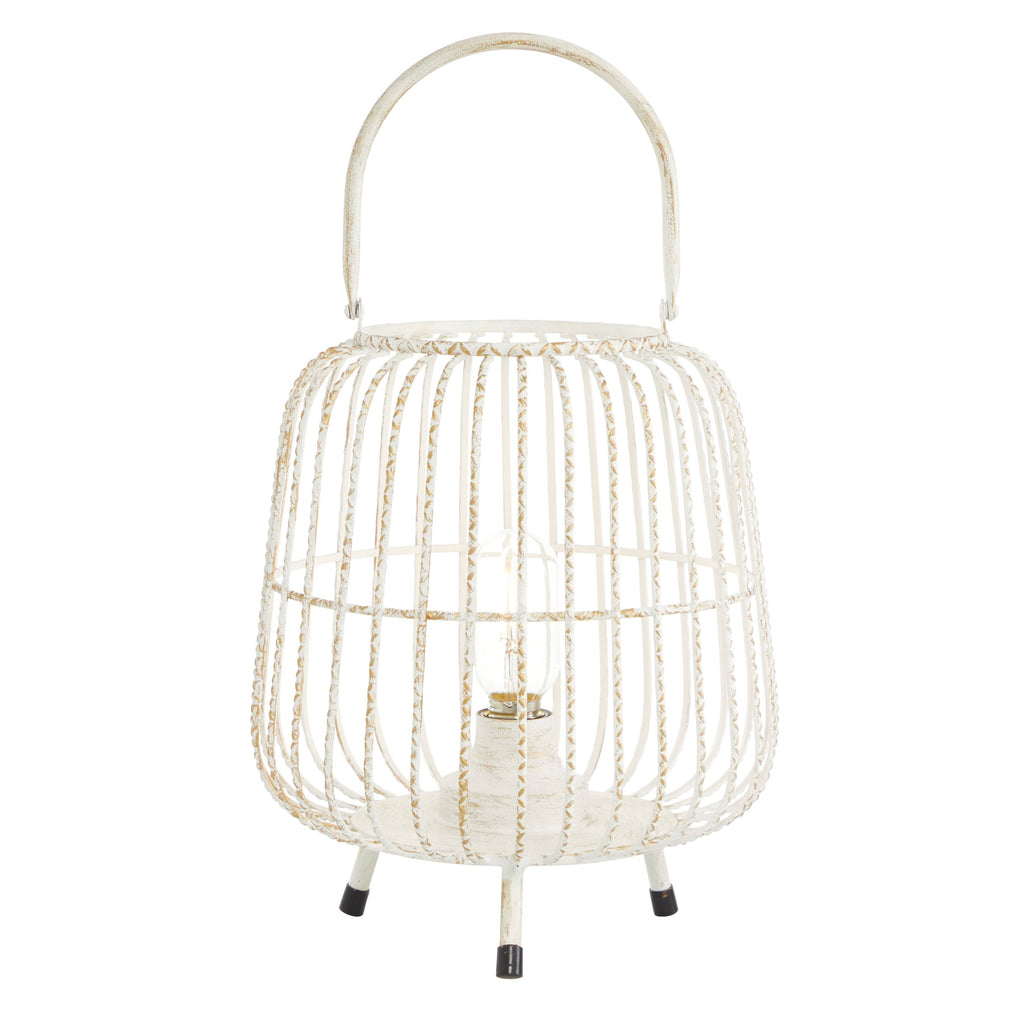 White Metal Caged Lantern T281390
