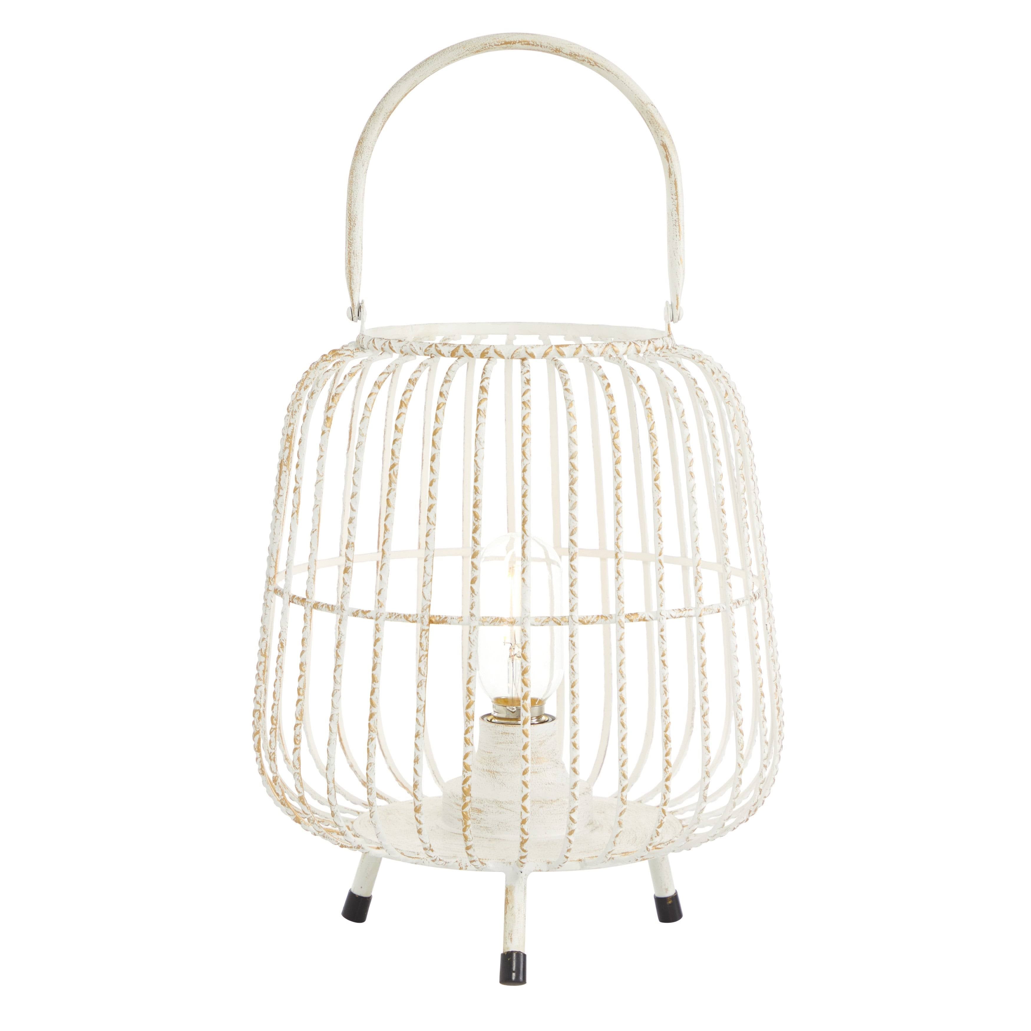 White Metal Caged Lantern T281390