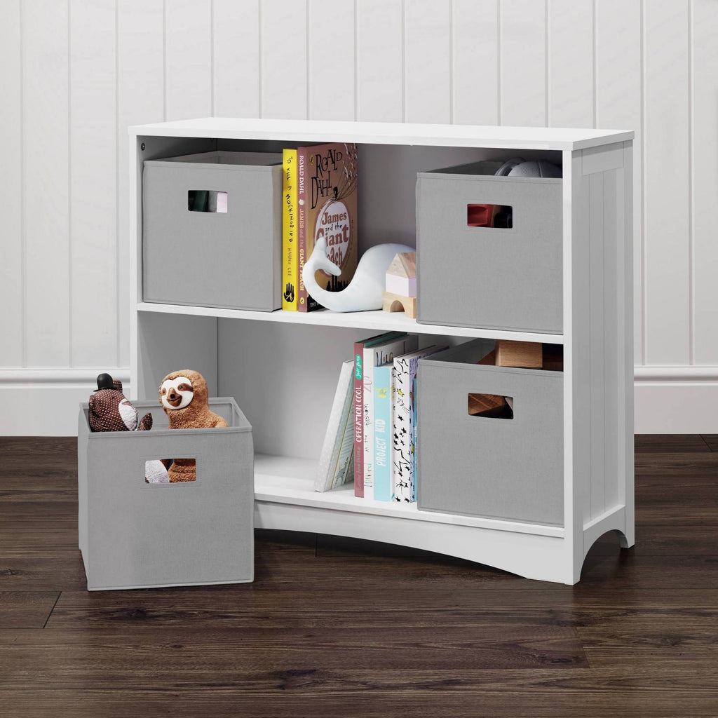 5pc Kids Bookcase Set with 4 Bins White/Gray R273278