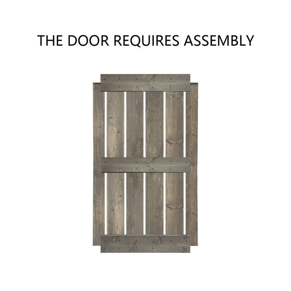 Solid Colonial Maple Stained Pine Wood Interior Sliding Barn Door with Hardware Kit L106579