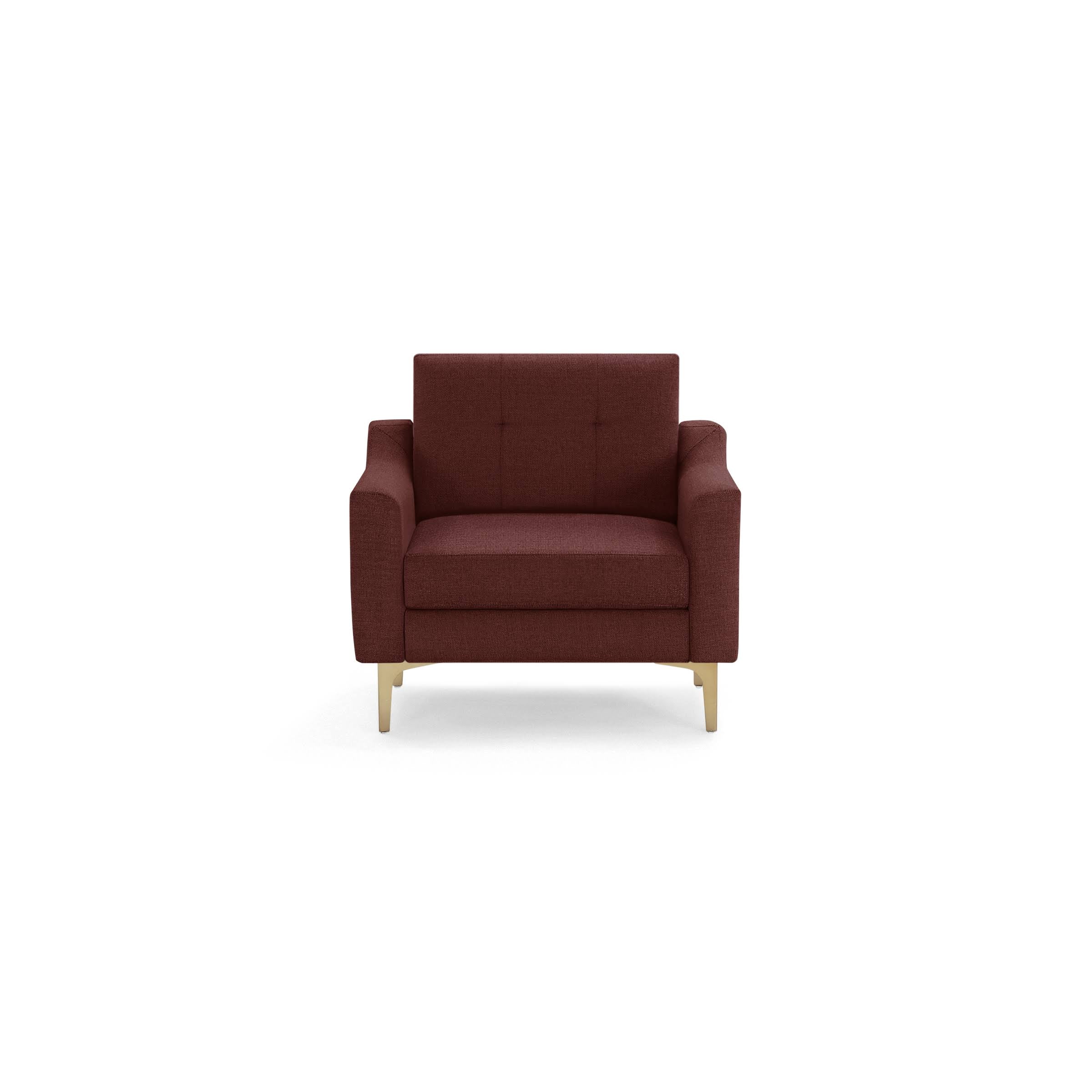 Modular Armchair, Brick Red, 1 Seater, Brass Metal Legs V487441