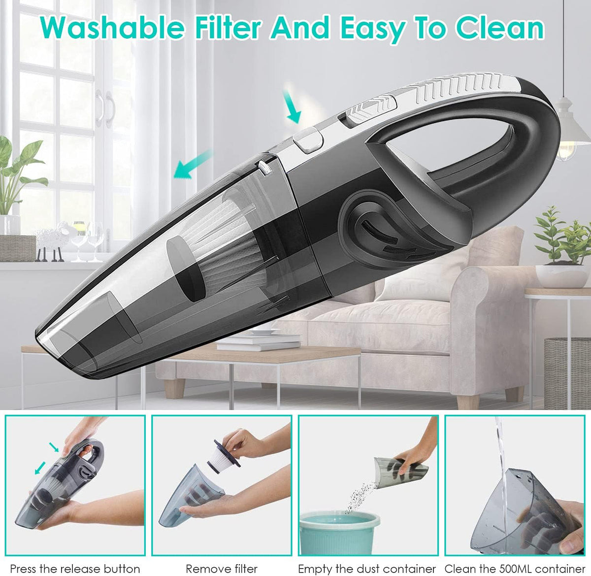 Portable Handheld Cordless Rechargeable Mini Car Vacuum Cleaner U820614