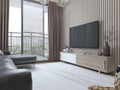 White TV Stand and Media Console with Two Large Cabinets J159803