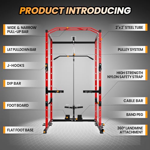 Multi-Functional Power Rack with Cable Pulley System T11346