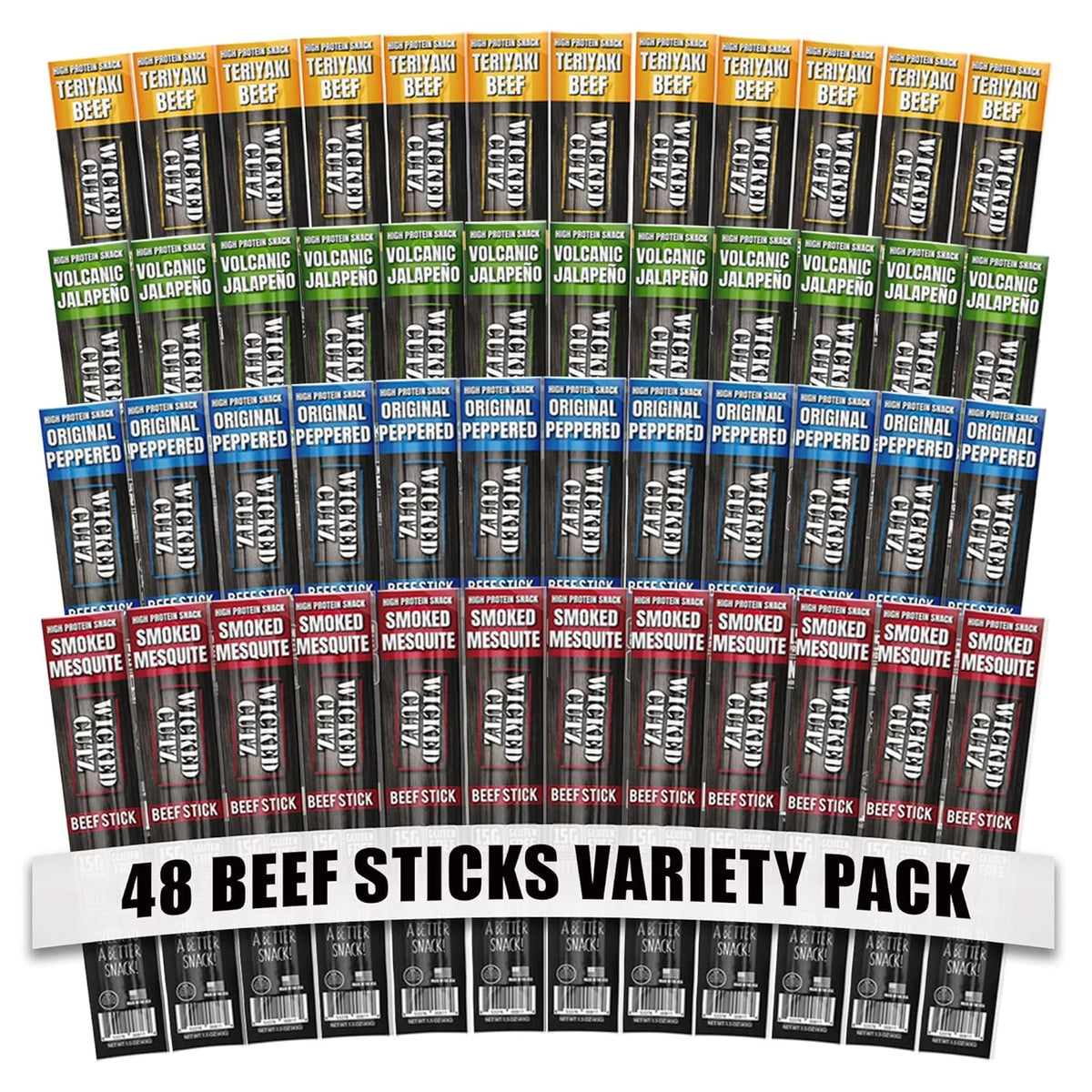 Beef Jerky Sticks, 1.5 oz, 48-Pack Q391