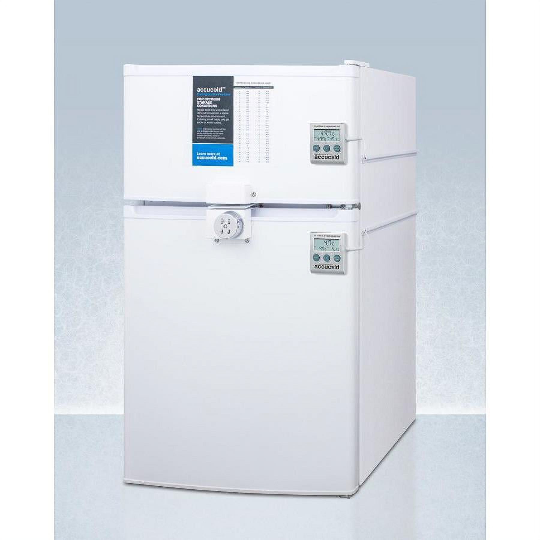 Compact 2 Door Refrigerator-Freezer with Combination Lock & Thermometer T312