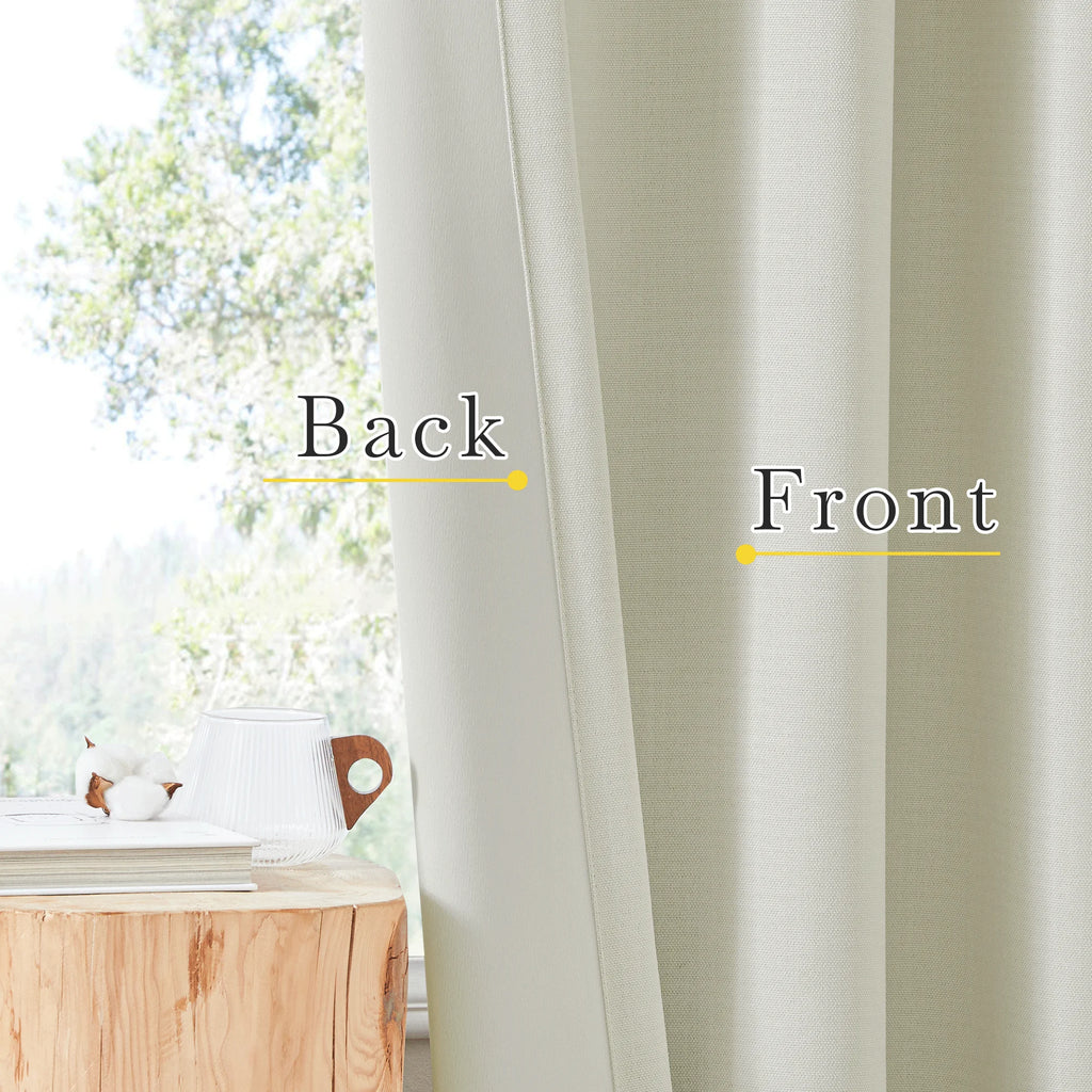 Faux Linen Blackout Curtains 102 inches Long 50" Wide 2 Panels Pinch Pleated Thermal Insulated N35941