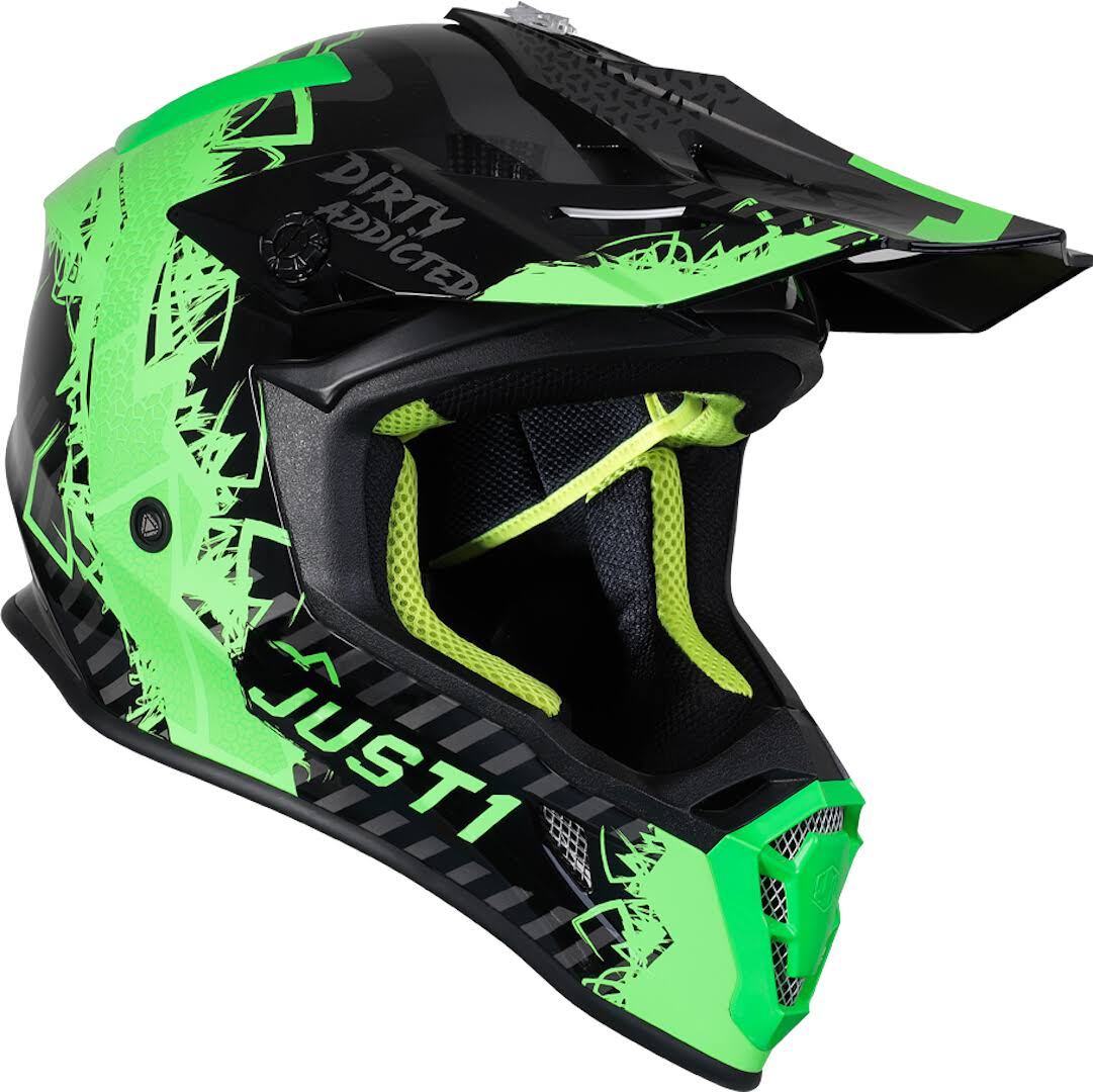 Black-Green Motocross Helmet I67494