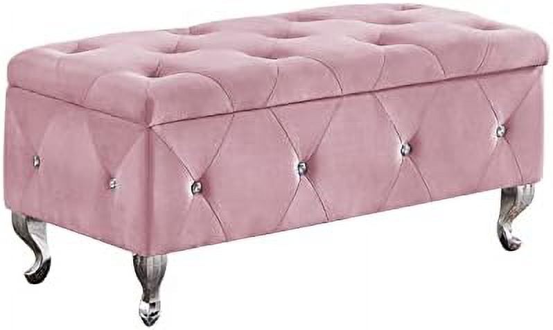 Velvet Ottoman Bench with Safety Hinge O579