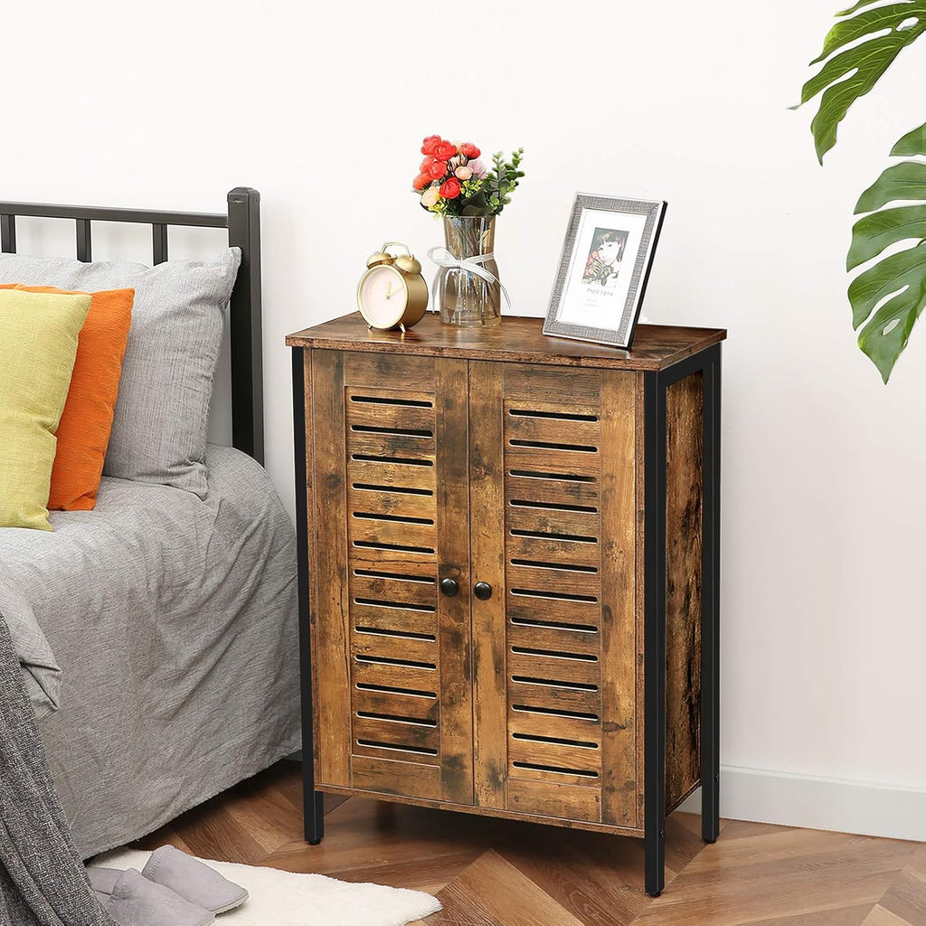 Rustic Brown Bathroom Cabinet with 2 Adjustable Shelves F2606