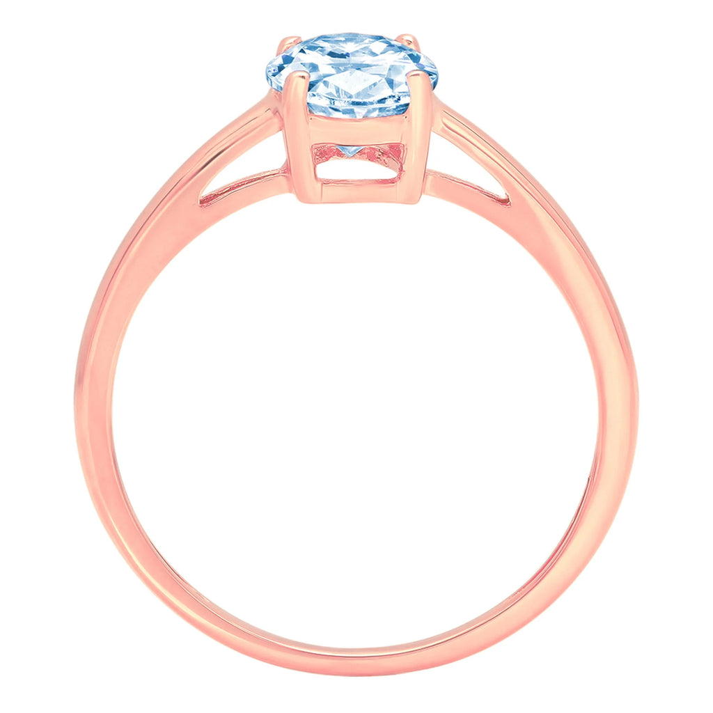 Oval Cut Blue Simulated Diamond 18k Rose Gold Ring Size 7 A168587