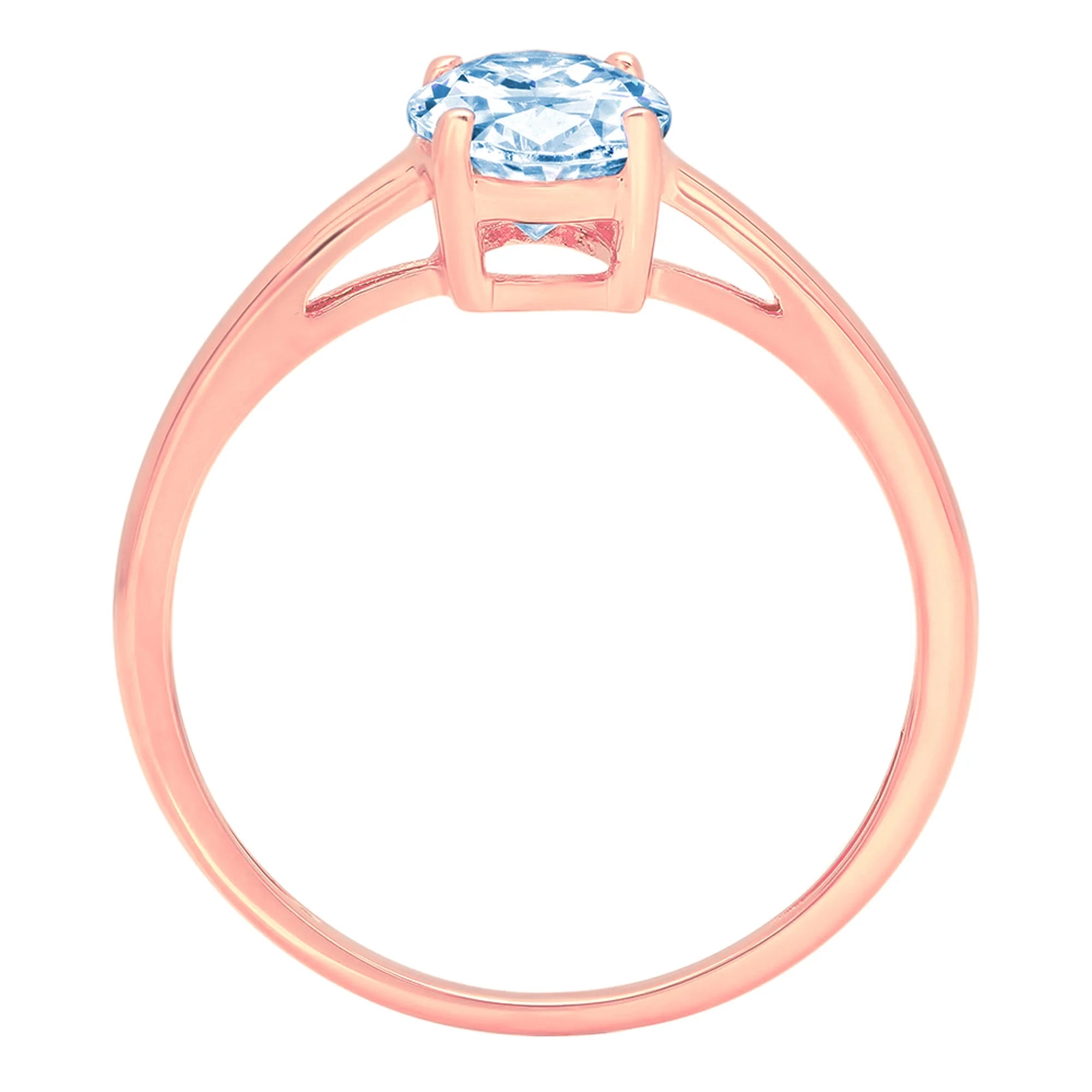 Oval Cut Blue Simulated Diamond 18k Rose Gold Ring Size 7 A168587