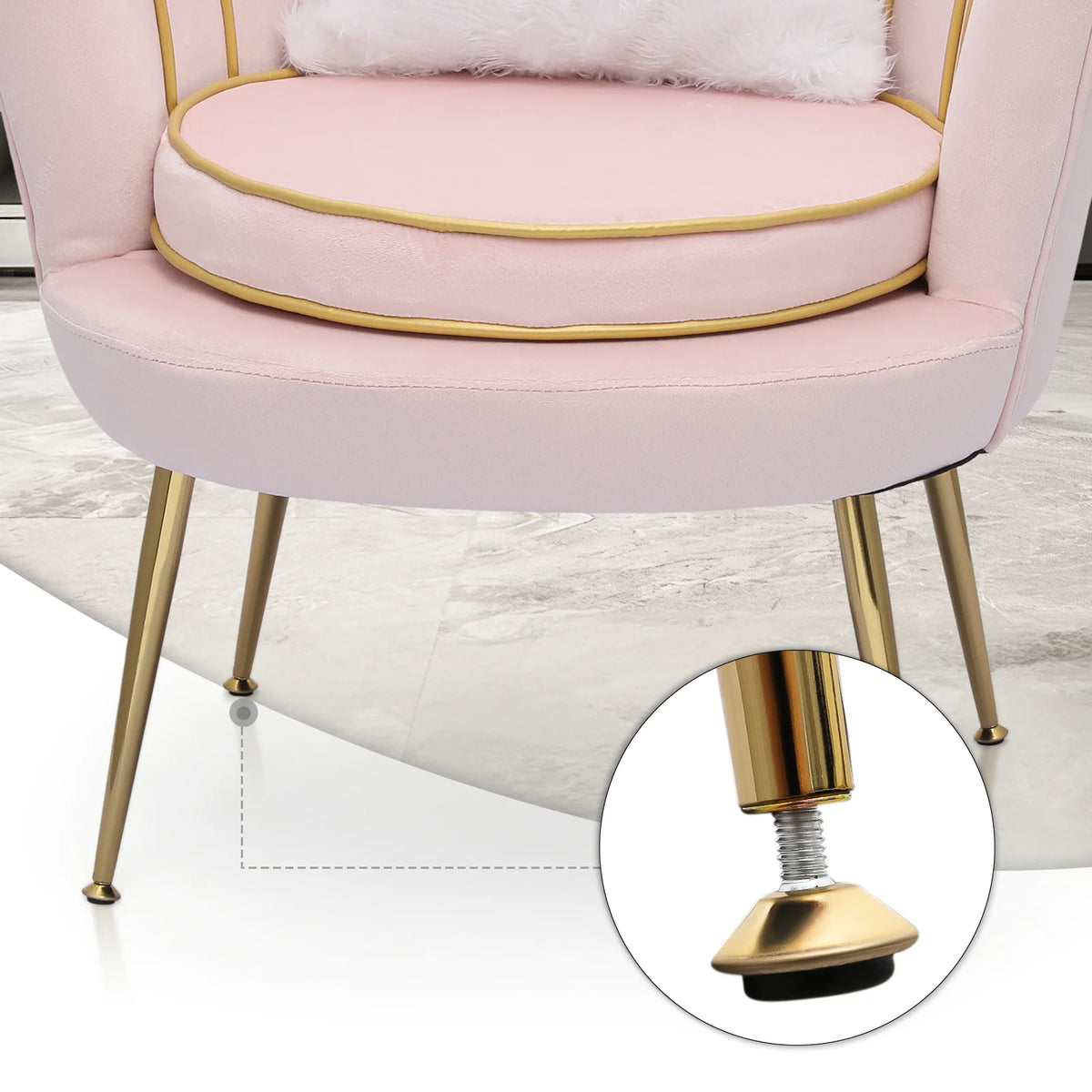 Light Pink Velvet Accent Chair with Pillow K57825