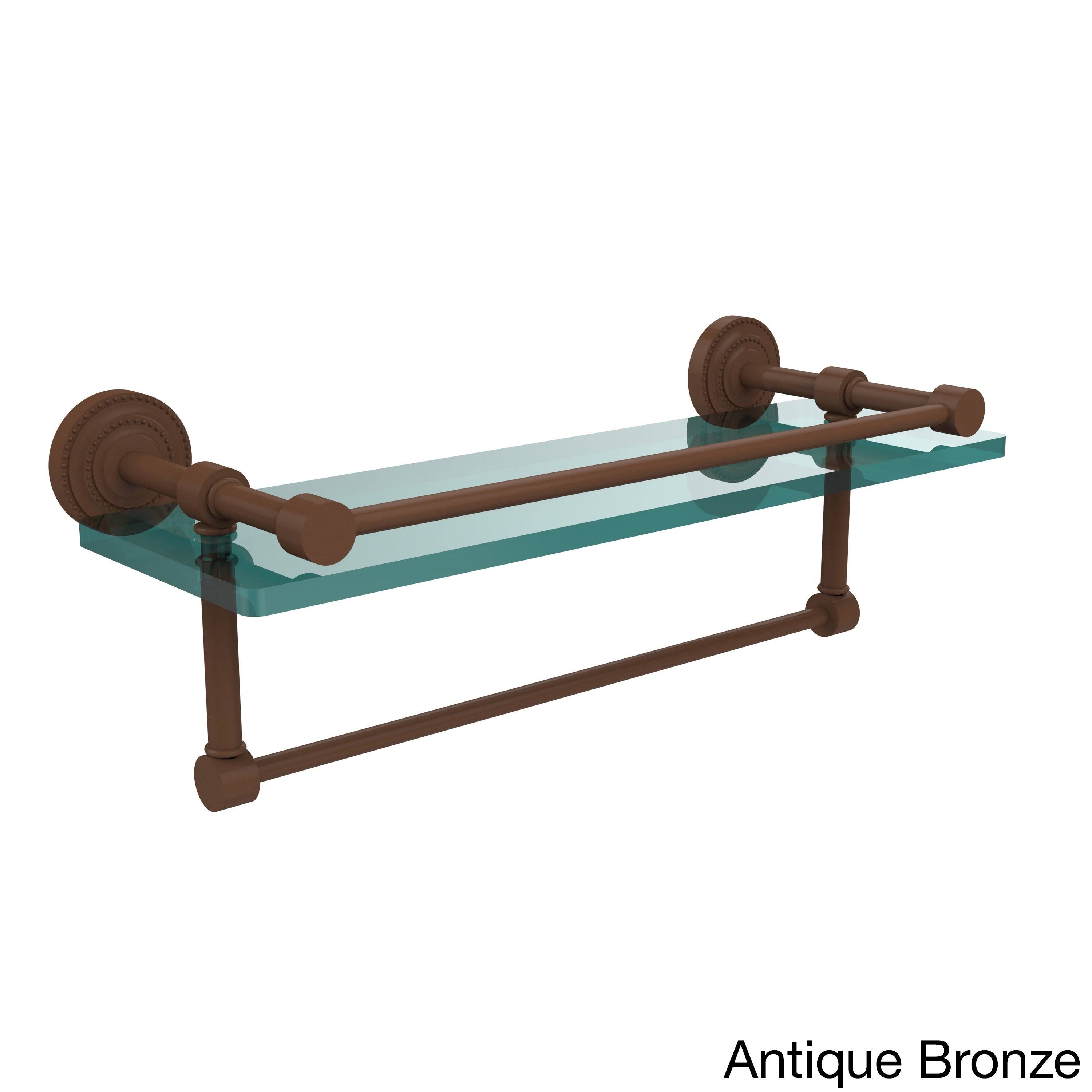 Satin Chrome Gallery Glass Shelf with Towel Bar I640116