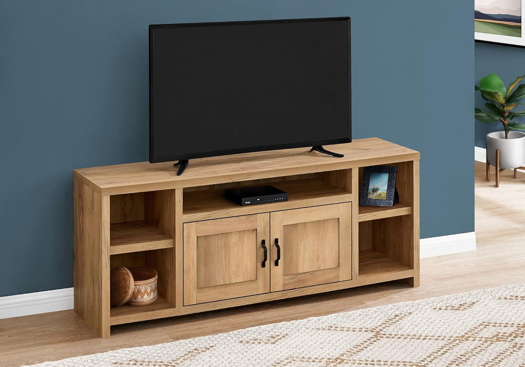 Entertainment Center TV Stand with 2 Storage Cabinets and 5 Shelves E866
