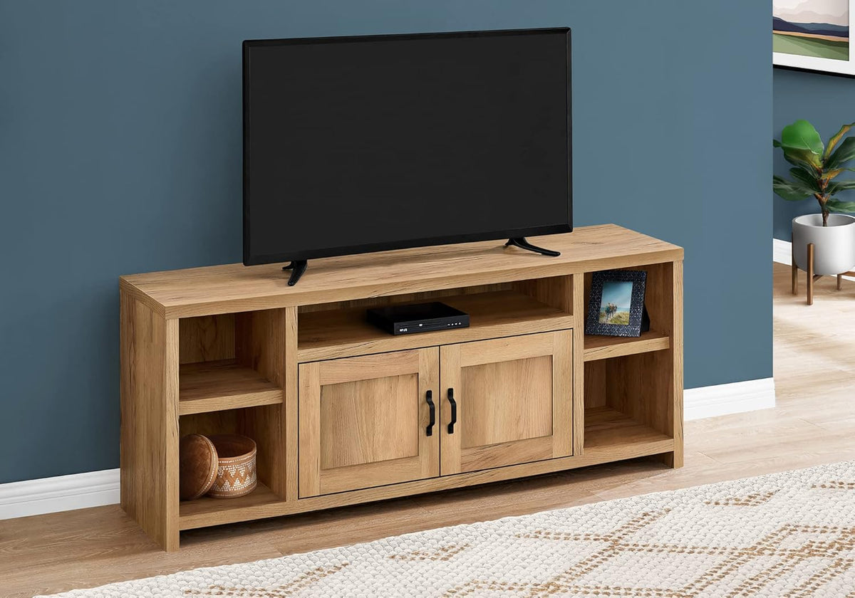 Entertainment Center TV Stand with 2 Storage Cabinets and 5 Shelves E866