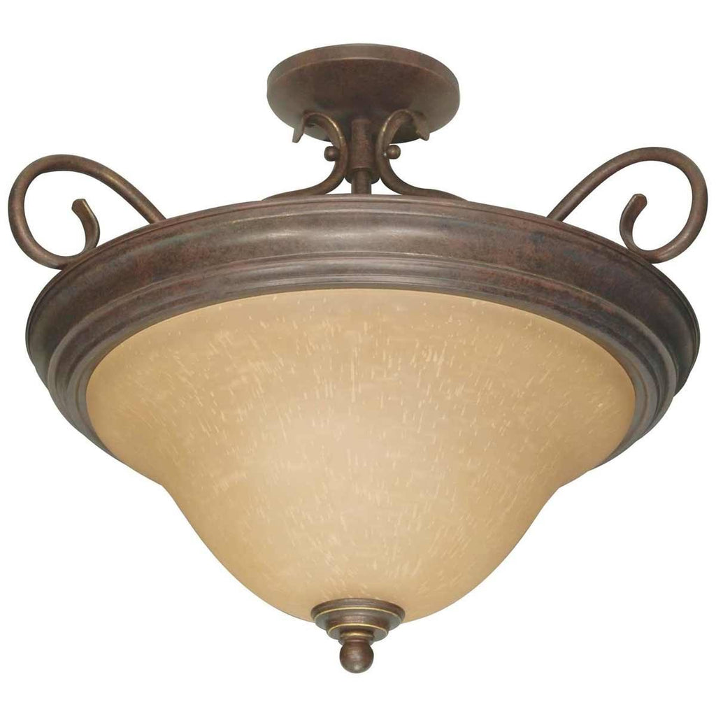 3 Light Semi-Flush with Alabaster Swirl Glass J234