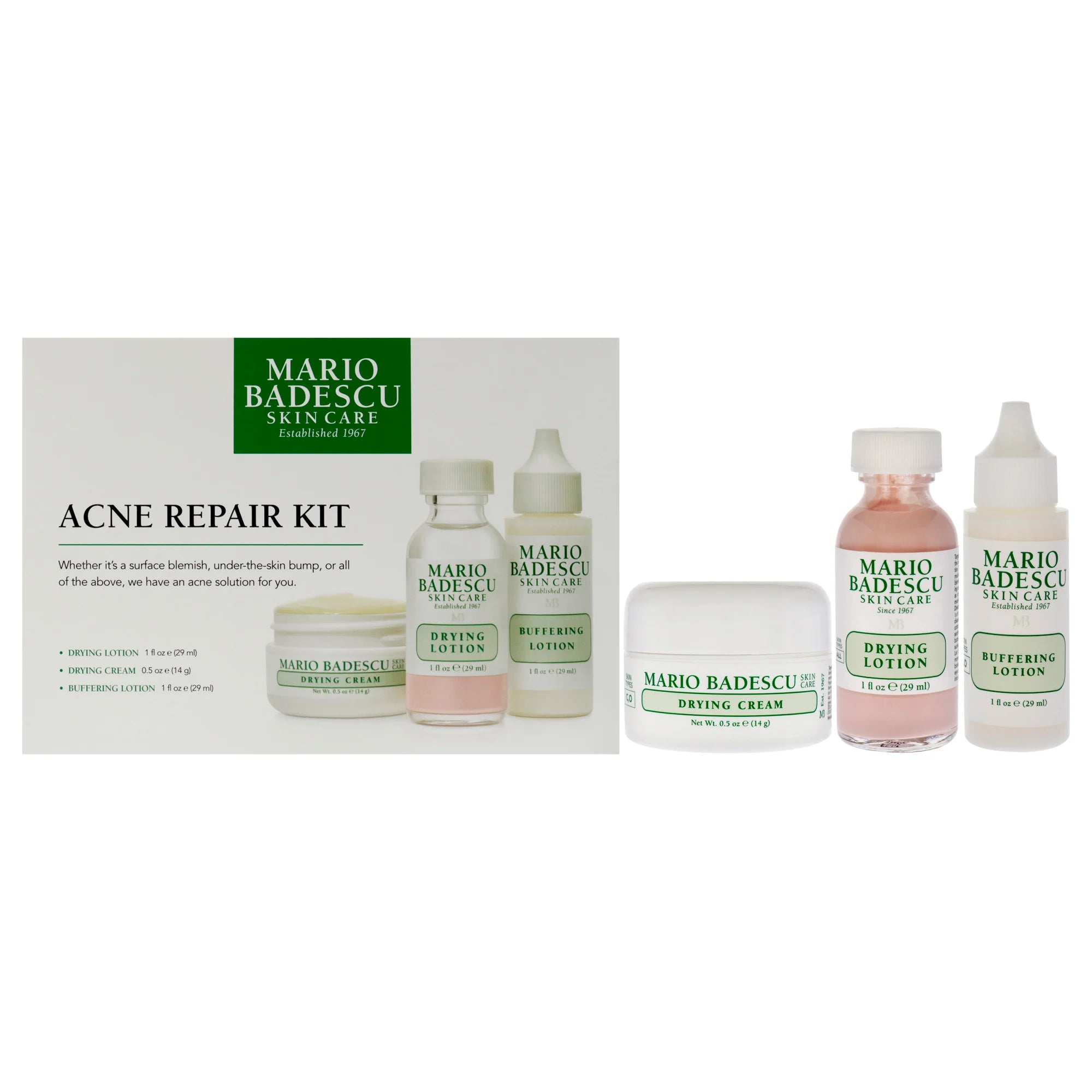3 Pc Acne Repair Kit with Drying Lotion, Buffering Lotion, Drying Cream L76192