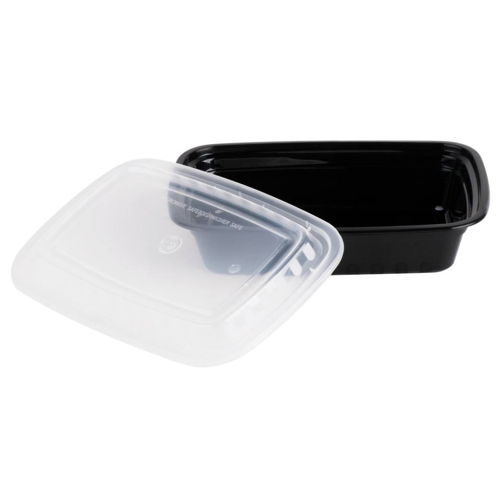 24 oz Black Microwavable Food Container with Lid W980514