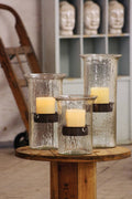 Glass Candle Cylinder with Rustic Insert V58690
