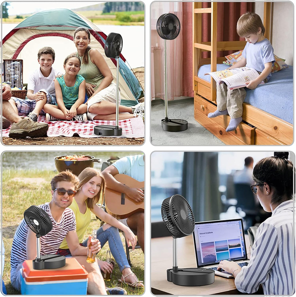 8 Portable Rechargeable Oscillating Fan, 10000mAh, 3 Speeds, Foldable, Quiet USB Desk Fan, Pack of 2 J271449