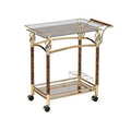 Gold Plated Clear Glass Serving Cart Q7004