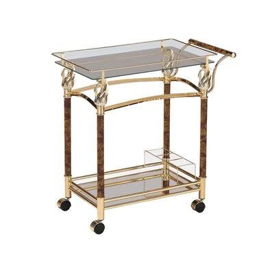 Gold Plated Clear Glass Serving Cart Q7004